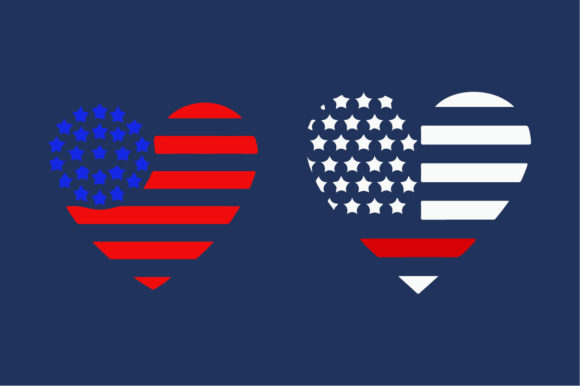 American Flag Love Vector Illustration Graphics for Crafts