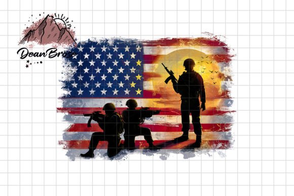 American Flag Soldier Sunset Graphics for Crafts