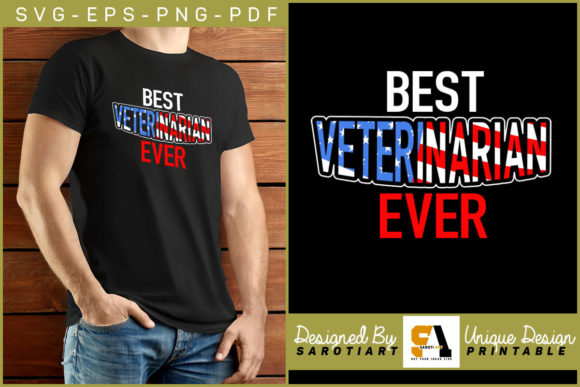 Best Veterinarian Ever USA Flag Color Graphics