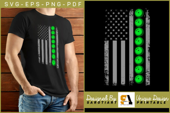 Bowling Design with USA Flag Vector SVG