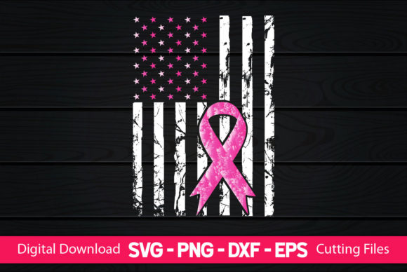 Breast Cancer Awareness American Flag Graphics for Crafts