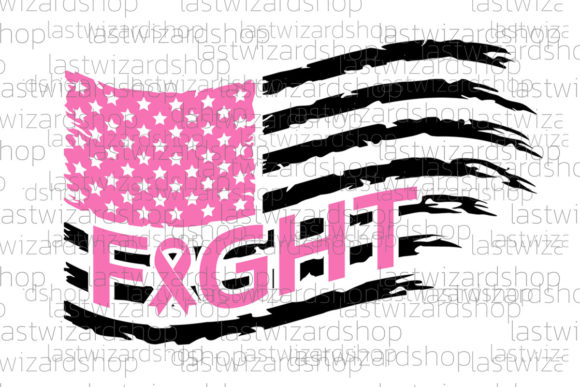 Breast Cancer Fight Flag SVG Pink Ribbon