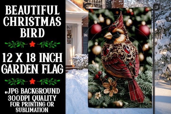 Christmas Winter Bird Garden Flag D1 Graphics for Crafts