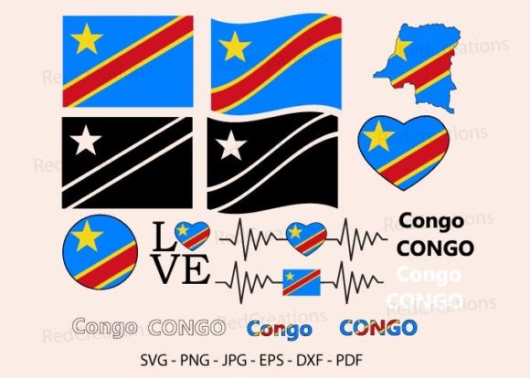 Congo Flag Bundle SVG: Graphics for Crafts
