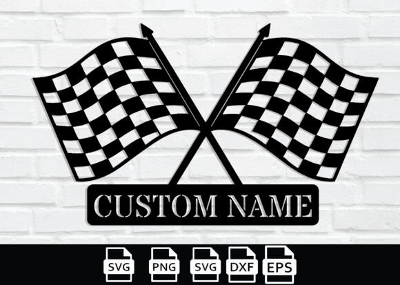 Custom Checkered Flag Racing Metal Sign Graphics for Crafts