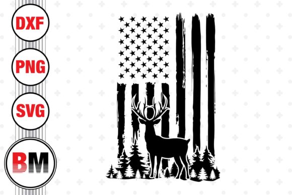 Deer American Flag Graphics for Crafts