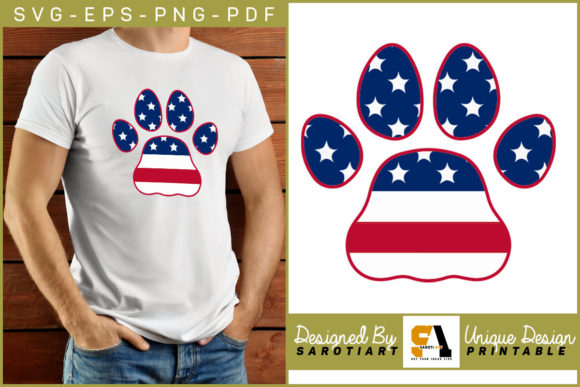 Dog Paw USA Flag Design Printable: Graphics & Crafts Asset Review
