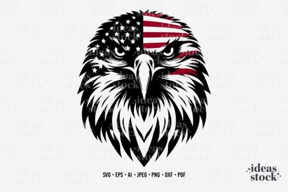 Eagle Patriotic Face American Flag Svg