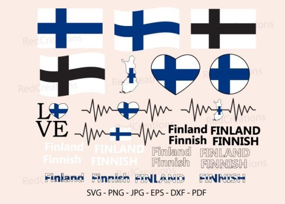 Finland Flag Bundle SVG: Graphics for Crafts & Content