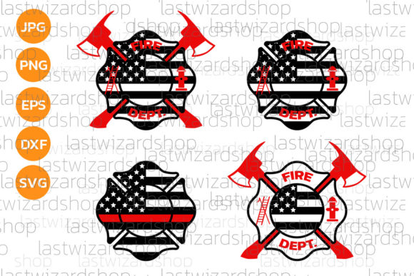Fire Dept Badge SVG & US Flag Graphics for Crafts