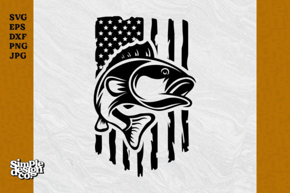 Fishing Distressed American USA Flag Graphics for Crafts
