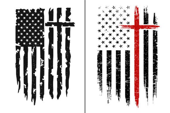 Grunge American Flag Cross Design