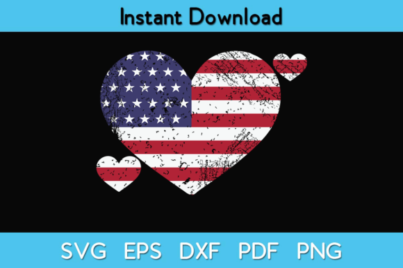 Heart US Flag Patriotic Graphics for Crafts