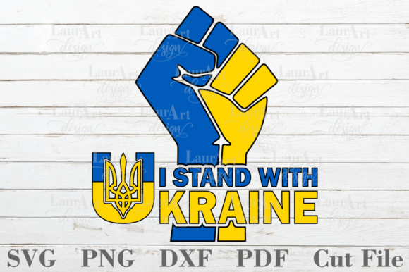I Stand with Ukraine Ukrainian Flag Fist Graphics & Crafts