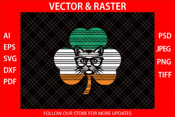 Irish Flag Cat Shamrock Graphics for Crafts