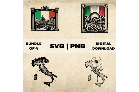 Italy SVG Bundle, Italian Flag Clipart Graphics for Crafts