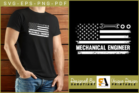 Mechanical Engineer USA Flag Shirt Graphics