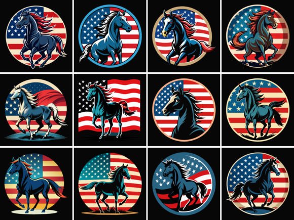 Morgan Horse American Flag Graphics for Crafts