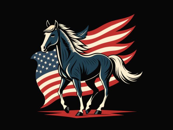 Morgan Horse American Flag Patriotic Graphics for Crafts