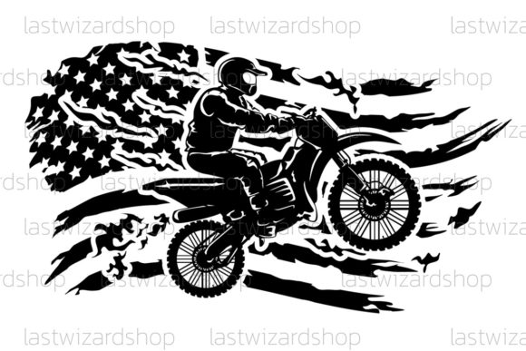 Motocross Distressed American Flag SVG