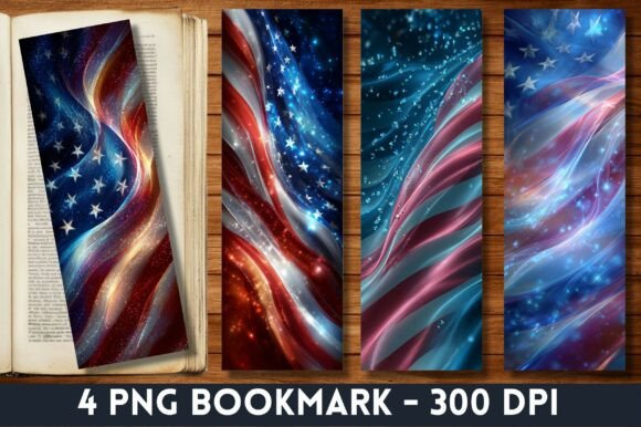 Patriotic Waving Flag Digital Bookmark for Graphics and Crafts