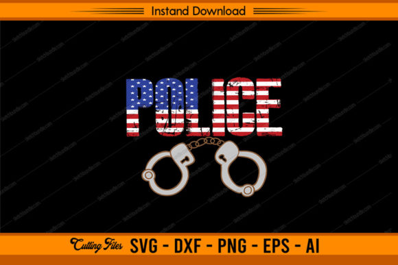Police American Flag Graphics for Crafts and Branding
