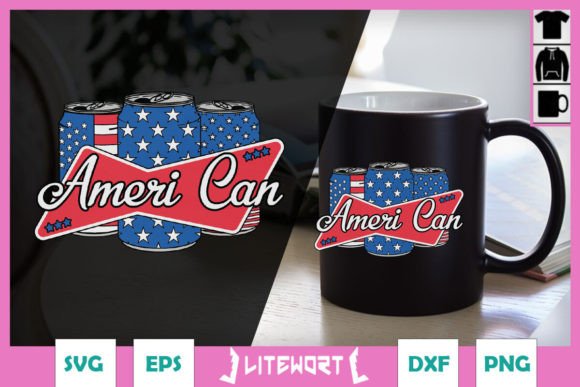 Retro Ameri Can 4th of July USA Flag Graphics