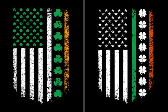 Shamrocks Stripes with USA Flag Graphics for Crafts