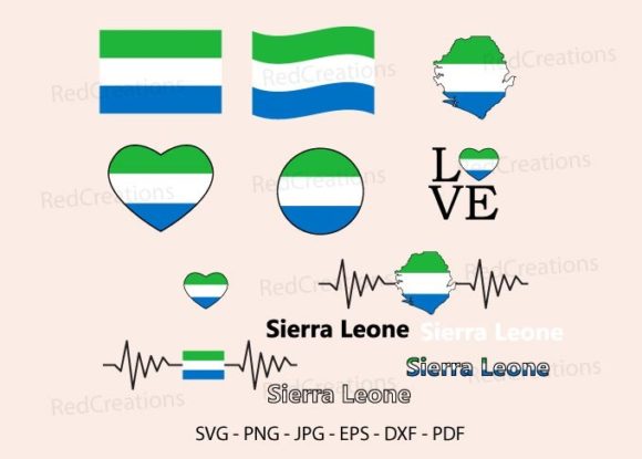 Sierra Leone Flag Graphics for Crafts and Digital Selling