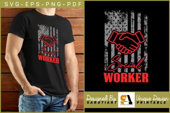 Social Worker with USA Flag Graphics Craft