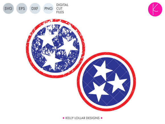 Tennessee Tristar State Flag Graphics for Crafts