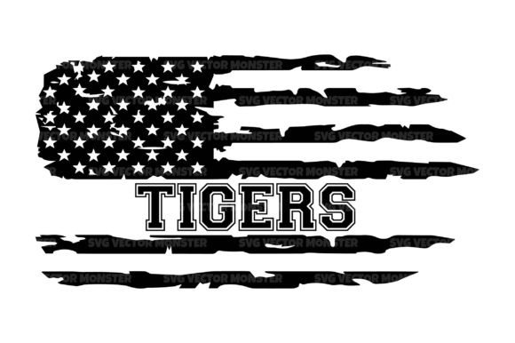 Tigers American Flag Svg Cut File Graphics for Crafts