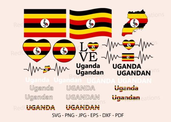 Uganda Flag Bundle SVG: Graphics for Crafts & Digital Sellers
