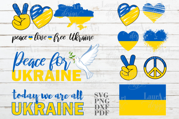 Ukraine Bundle Flag Map Love Peace Sign Graphics for Crafts