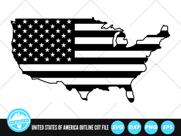 US Map Outline Flag SVG