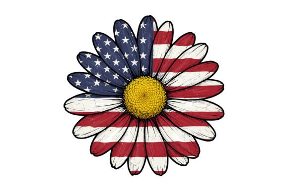 USA Flag Daisy Flower 4th of July