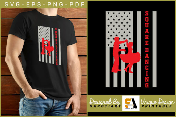 USA Flag with Square Dancing