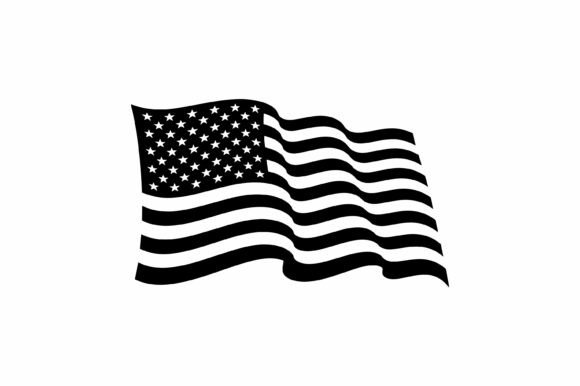 Waving American Flag Silhouette Graphics for Crafts
